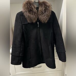 1 Madison Black Jacket with Brown Fur Collar